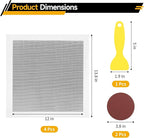 yeesport 4 Pcs Drywall Repair Kit, 12×12" Self Adhesive Mesh Patches with 2 Sanding Pads & 1 Scraper, Aluminum Dry Hole Repair Tools, Wall Repair Patch Kit for Ceiling