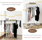 lumizone Folding Clothing Rack with Wheels Expandable Wardrobe Portable Clothes Rack for Hanging Clothes Adjustable Closet Shelves Garment Rack Durable Closet Racks for Hanging Clothes(White)
