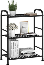 JSB 3-Tier Adjustable Shelving Unit, Heavy Duty Storage Rack Organizer Metal Corner Shelf for Kitchen Living Room Laundry Pantry Bathroom (Black, 3 Tier)…