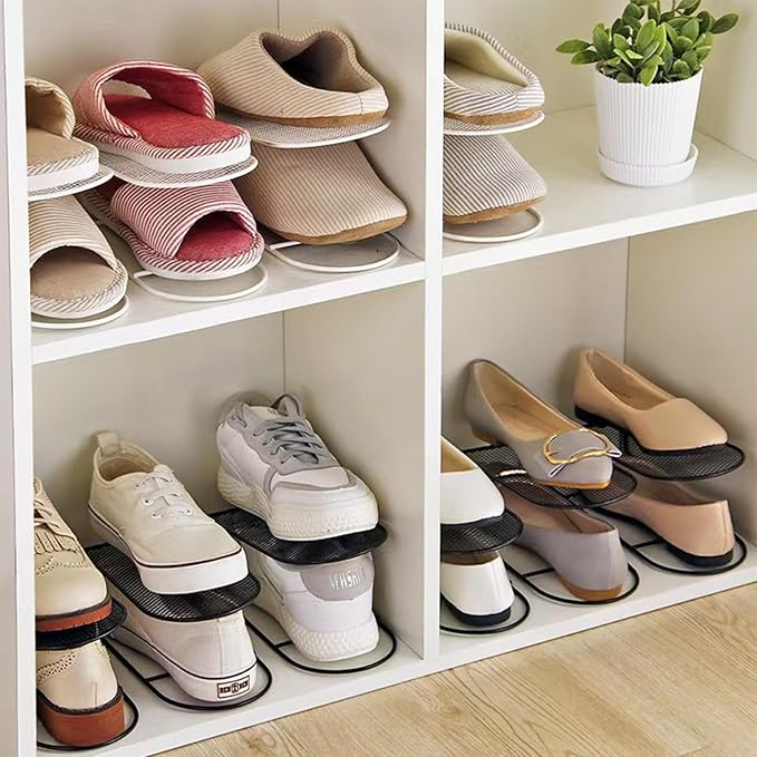 CiBiZi Shoe Slots Organizer 12Pack Metal Shoe Stackers for a Pair of Shoes Display Shelf Shoe Holder Shoe Storage Closet Organizers Shoe Space Saver Organizador de Zapatos White
