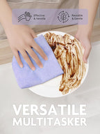 Fantasticlean Microfiber Cleaning Cloth Roll -150 Pack, Tear Away Microfiber Towels, 12" x 12", Reusable, Washable, Ultra Absorbent Dishcloth for Home Supplies, Car, Pet, Kitchen (Pink & Lavender)