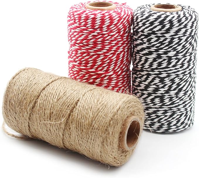 Anvin Cotton Twine - Natural Jute, Bakers & Butchers Twine, 984 Feet (Pack of 3, 10 Ply, 2mm Thick) for Arts, Crafts & Gardening