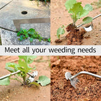 Weed Puller Tool, 3 Pack 2025 New Garden Stainless Steel Weeder Tool Hand Weeder Tool,Multi-Purpose Weed Remover Tool Weeding Tools for Gardening(Wooden Handle)