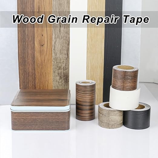 BOMEI PACK Wood Grain Repair Tape,Self Adhesive Repair Patch for Furniture, Floors, Cabinets, Windows, Doors, RV, Home Decor and DIY Projects (1, Grey Coffee)