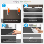 Over The Door Organizer Closet,6 Bins 12 Side Pockets,Hanging Organizer,Anti Tilt 50 lbs Load Organizers and Storage with Clear Window for Bedroom,Nursery,Rv,Bathroom,Camper(Grey)