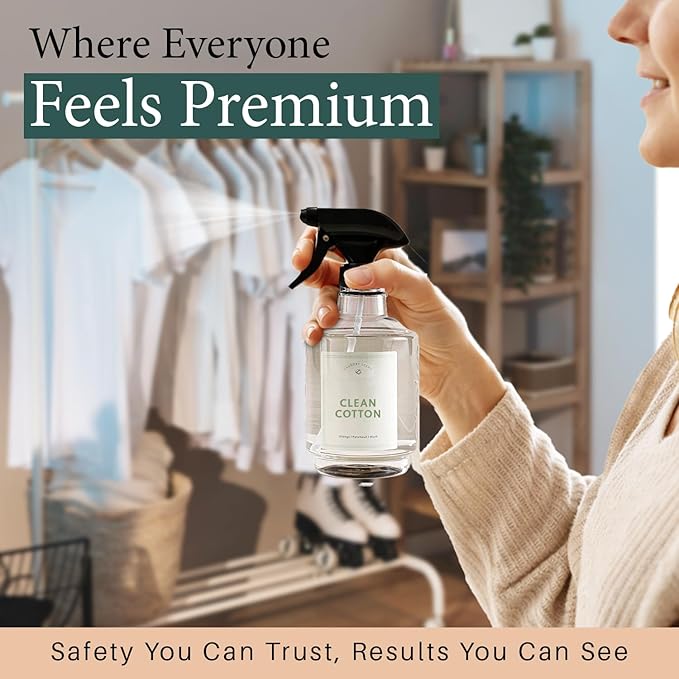 Chakra Freshener Fabric Spray - Long-Lasting Multi-Purpose Laundry Scent for Bedding, Clothes & Home Fabric Deodorizer, Luxury Room Deodorizer, Linen Spray w/Trigger, 16.9 fl oz, Clean Cotton