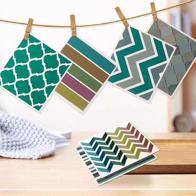 Swedish Kitchen Dish Cloths - 6 Pack Reusable Paper Towels for Counters & Dishes - Eco Friendly Cellulose Sponge Cloth - Assorted (Stripes + Lattice)