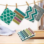 Swedish Kitchen Dish Cloths - 6 Pack Reusable Paper Towels for Counters & Dishes - Eco Friendly Cellulose Sponge Cloth - Assorted (Stripes + Lattice)