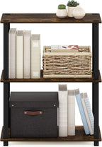 Furinno TURN-S-TUBE Storage Shelves, 3-Tier Book Shelf, Corner Shelf, Toolless Open Shelves, for Organization and Storage, Living Room, Garage, Home Office, Amber Pine