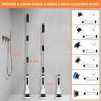 Electric Spin Scrubber, Cordless Cleaning Brush, 54" Extendable Handle Shower Cleaner Brush - 6 Adjustable Angles, 8 Brush Heads & 2 Speeds, Shower Scrubber for Bathroom Bathtub Tile Floor