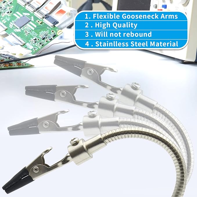 Kaisiking Helping Hand Soldering Third Hand Soldering Tool PCB Holder with Soldering Iron Stand, Metal Base Flexible Metal Arms for Soldering, Electronic Repair