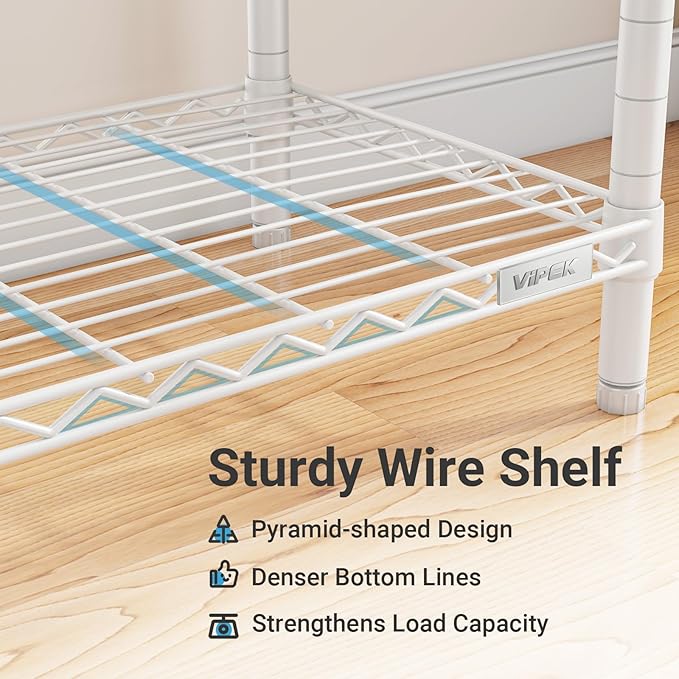 VIPEK X30 Expandable Clothes Rack Adjustable from 5' to 6'11", 950lbs Capacity Heavy Duty Portable Closet with 4 Hanger Rods & 7 Wire Shelves, Metal Wardrobe System for Reach-in Closet, White