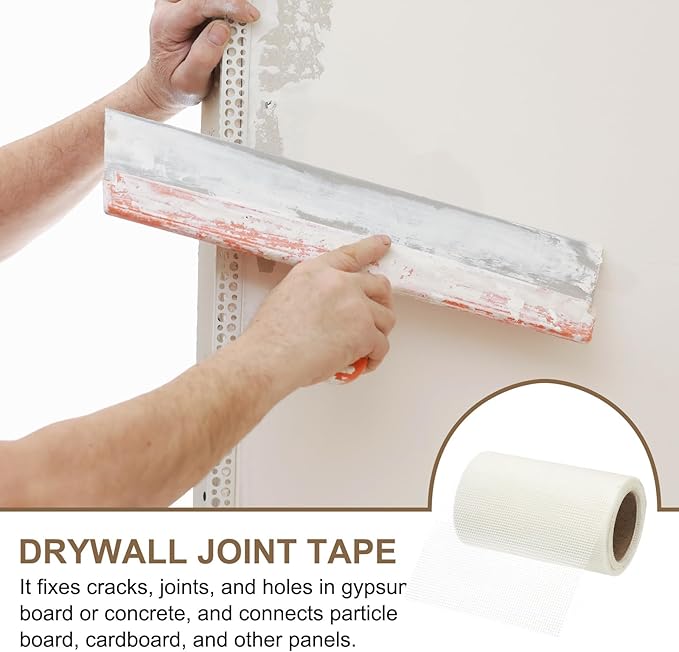 PATIKIL Drywall Repair Mesh Tape, 8 inch x 82 ft Fiberglass Repair Patch Self-Adhesive Dry Wall Joint Tape 9 Mesh Wall Hole Crack and Seam Patch, White