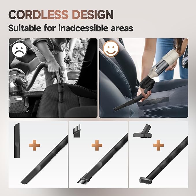Car Vacuum, Handheld Car Vacuum Cleaner Cordless with Brushless Motor, 20000PA Suction High Power Rechargeable Vacuum Cleaner & Air Duster, 4-in-1 Portable Mini Hand Vacuum Blower with LED Display