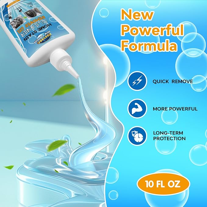 Mold Stain Remover Gel, Washing Machine Cleaner for Front Loader Washer Gasket Rubber Seal Home Stain Removal Gel for Grout, Caulk, Refrigerator, Shower, Bathtub, Bathroom Cleaning Solution (10 Fl Oz)