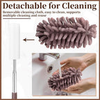 2 PCS Car Interior Duster with Extension Pole, Microfiber Car Dusters with Bendable Head, Cars Duster Exterior&Interior Scratch Free, for Cleaning of Vehicle Details, Offices, Window, Furniture(Brown)