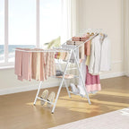 APEXCHASER Drying Rack for Clothing Foldable, Metal Laundry Rack Collapsible, Ultra Thin Gullwing Clothes Airer with Adjustable Height for Towel Baby Clothes Indoor Outdoor Laundry Room, White