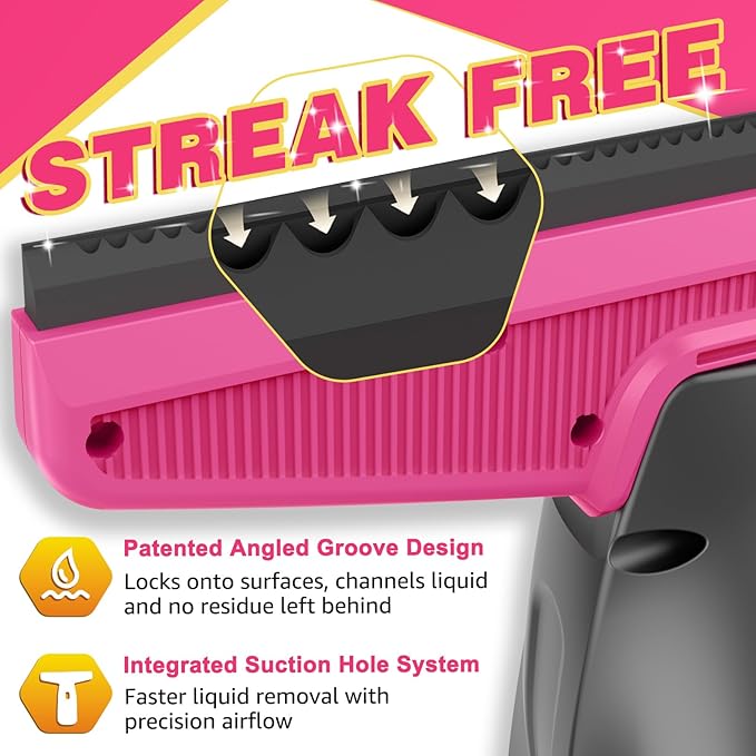 Streak-Free, Powerful and Cordless Window Vacuum Squeegee, Strong Suction and Lightweight Window Cleaner Gift with Microfiber Cloth Deep Cleans Window, Shower Glass, Mirror and Car Windshield