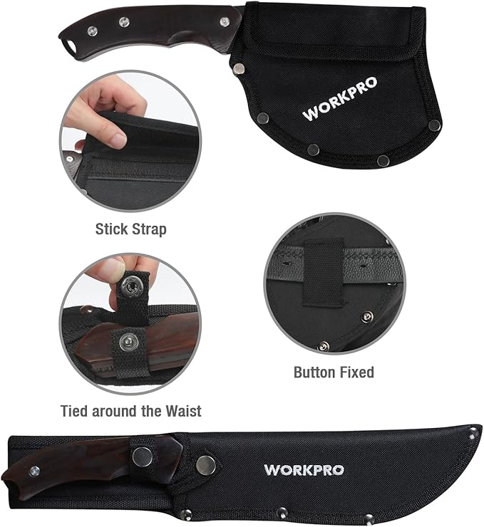 WORKPRO Axe and Fixed Blade Knife Combo Set, Full Tang, Wood Handle, for Outdoor Camping Survival Hunting, Sheath Included