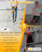 1200 RPM Powerful Electric Spin Scrubber with 8 Cleaning Brush, 2 Battery Cordless Shower Scrubber with 3 Speeds Display & 50inch Retractable Handle, IPX7 Waterproof Power Scrubbers for Deep Cleaning