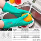 Vgo... 5-Pairs Reusable Household Gloves, Rubber Dishwashing gloves, Extra Thickness, Long Sleeves, Kitchen Cleaning, Working, Painting, Gardening, Pet Care (Size XL, Green, HH4601)