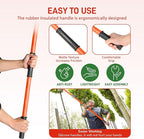 Outvita Manual Pole Saw, 26 Feet Extendable Tree Pruner with Knives and Storage Pocket, Sharp Steel Blade and Scissors High Branches Trimming for Pruning Palms and Shrubs（Orange）