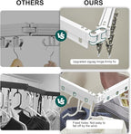 Hoimpro White 51" Clothes Drying Rack Retractable Foldable Wall Mounted, Tri-Fold Space Saving Collapsible for Hanging Clothing Coat, Ideal for Patio, Laundry Room Organization and Storage, Bathroom