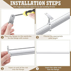 Tandefio Chrome Closet Rod 92 Inch with Oval Closet Rod 6 End Supports for Laundry Room Hanging Clothes Waterproof Shower for Curtains (Silver,2 Sets)