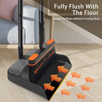 JEHONN Broom and Dustpan Set for Home, Long Handle Lightweight 180 Degree Rotating Broom Set Indoor, Upright Standing Dust Pan with Comb Teeth, Store Sweep Set for Room Kitchen Office Lobby