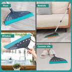 Air Broom, Multifunctional Silicone Broom for Hair, Cat Litter, Crumbs, Liquids Removal on Smooth Floor, Magic Squeegee Broom Comfortable Cleaning for Tile, Bathroom, Includes 2 Broom Heads (Gray)