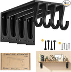 Closet Rod Support Bracket 12inch WYGWP Heavy Duty Closet Rod Holders 400lbs, Wall Mounted Brackets with Hooks for Closets for Home and Decor