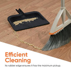 Superio Clip-On Dustpan with Rubber Lip - 10-inch Wide Durable Plastic Dust Pan with Comfort Grip Handle, Black, 3-Pack
