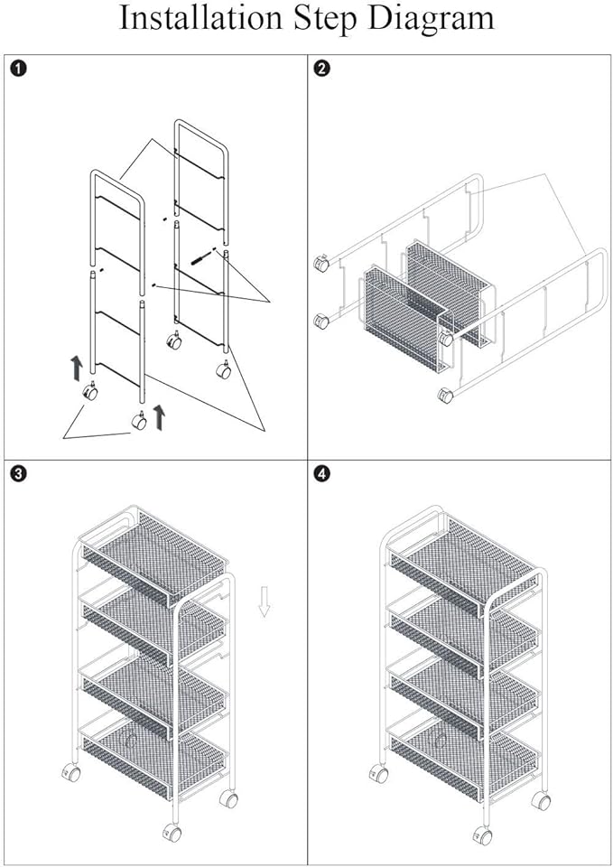JANE EYRE Rolling Utility Storage Rack Cart on Wheels, Trolley Carft cart, Multi-Purpose Organizer Shelf (White, 4 Tier)…