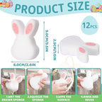 Tioncy 12 Pack Kitchen Sponges Bulk Dual Sided Scrubber Sponges Dishwashing Kitchen Cleaning Accessories for Household Supplies(Easter Bunny,White, Pink)