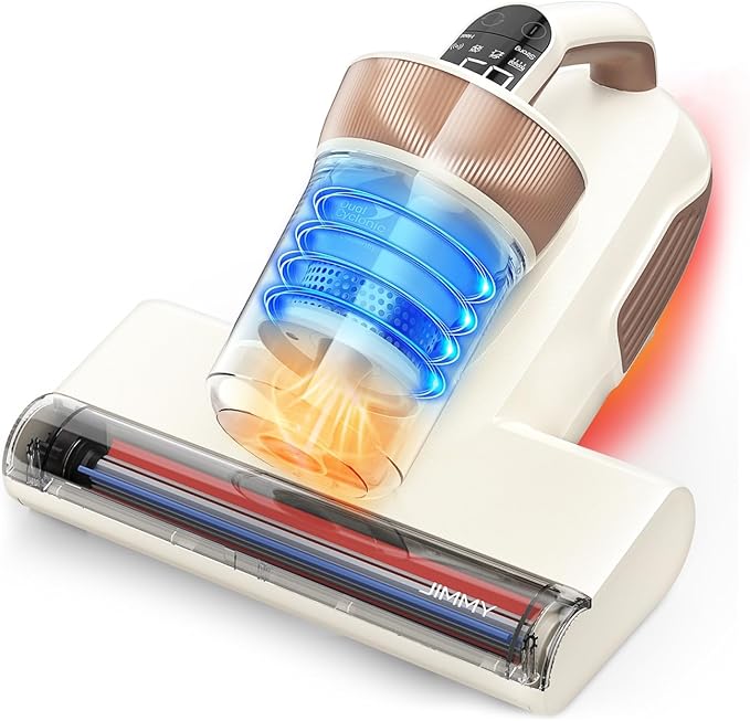 Jimmy Mattress Vacuum Cleaner, Bed Vacuum with UV & Ultrasound, High Heating, Smart Dust Sensor, 15Kpa Powerful Suction, Lightweight, Deep Clean Dust and Pet Hair in One Go(BX6 Lite, Corded)
