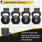 Garage Storage Hooks Heavy Duty Steel Tool Organizer Wall Mount Hangers Hooks Racks for Ropes Hoses and Garden Yard Tools Organization Holder Bulk Items Hanging Tool 9 Inch 4 Pack Holds 280 Pounds
