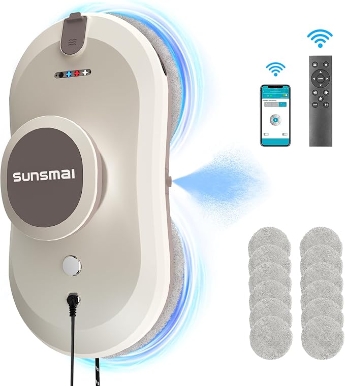 Automatic Window Cleaning Robot with 2800PA Suction, Intelligent Edge Detection 3.0 Path Planning, Water Spray, and Remote Control - Electric Window Cleaner Rotot for Effortless Cleaning