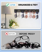 MaxGear Sunglasses Organizer Wall Mount, 2-Pack Acrylic Eyewear Display Holder with 14 Slots, Sunglasses Storage, Includes Adhesive Tape & Screws, Black Wall Mounted Shelf for Closet, Cabinet, Door