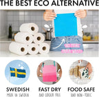 SUPERSCANDI 10 Pack Swedish Dishcloths for Kitchen - 100% Biodegradable & Compostable | Reusable Paper Towels Washable, Food-Safe & Without Plastic - Dish Rags Suitable for Any Surface | Multicolor