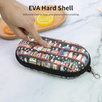 Double Eyeglasses Case, Hard Shell Dual Sunglasses Organizer with Zipper Clip Travel Glasses Storage for Women Men
