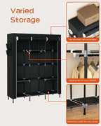 CASAMAYA Portable Closet, 51.2 Inch Large Capacity Wardrobe Closet with Cover, Clothes Storage Organizer with Shelves and 3 Hanging Rods, Easy to Assembly, Black PCT203B01
