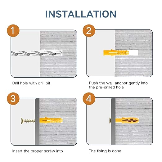 232Pcs Drywall Anchors and Screws Kit, Includes 116Pcs Plastic Wall Anchors Set, 116Pcs Wood Screw, Wall Anchors and Screws for Drywall