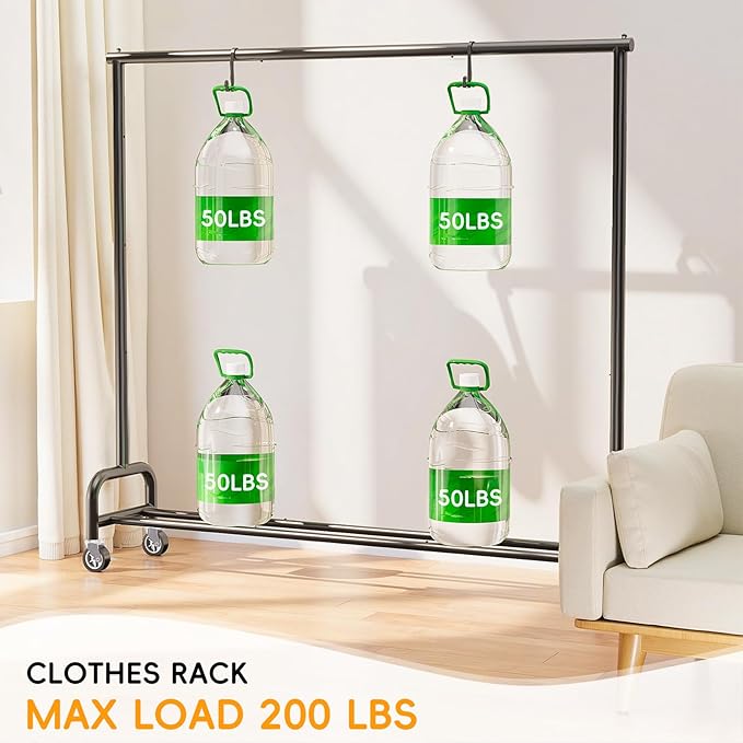 Heavy Duty Clothing Racks for Hanging Clothes Rack, 45" Wide Rolling Garment Rack Metal Clothing Hanger Rack with Wheels Wardrobe Rack for Coats, Shirts, Dress, (Black)