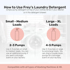 FREY Concentrated Liquid Laundry Detergent | Formulated for Sensitive Skin & HE Washers | Removes Stains Effectively | 50 Loads per Bottle (1-pack Jasmine Meadow)