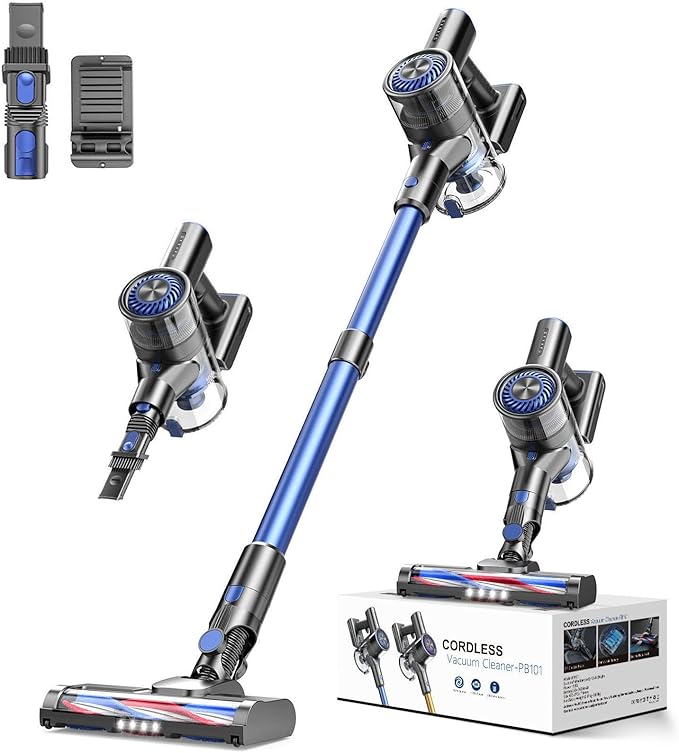 Cordless Vacuum Cleaner, Vacuum Cleaner for Home with 80000 RPM High-Speed Brushless Motor, Up to 40 Mins Runtime, 2 Adjustable Suction, Anti-Tangle, Lightweight Stick Vacuum for Hard Floor
