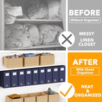 SpaceAid 9 Pack Bed Sheet Organizers and Storage, Foldable Sheet Organizer with Window for Linen Closet, Set Folder Keeper for Queen & King Size Bedding Storage (Navy Blue)