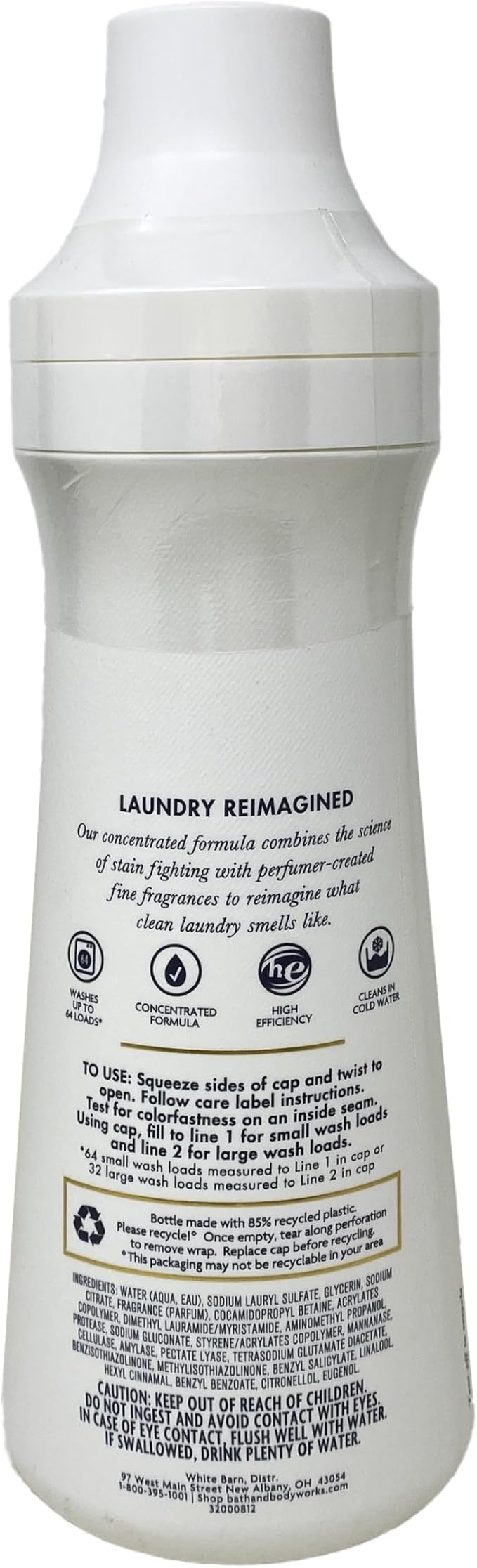 Bath & Body Works White Gardenia Fabric Care Laundry Detergent with a Natural Oats Bar Soap