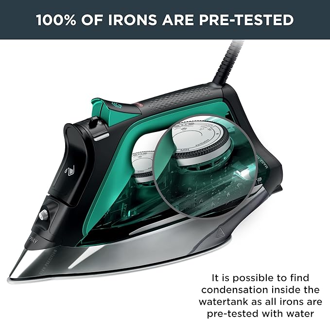 Rowenta Pro Master Stainless Steel Soleplate Steam Iron for Clothes, 210 g/min, 400 Microsteam Holes, Cotton, Wool, Poly, Silk, Linen, Nylon 1775 Watts Ironing, Garment Steamer, Powerful Steam DW8360