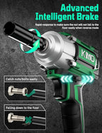 KIMO Impact Wrench 1/2, Max Torque 406ft-lbs (550N.m) & 3000RPM /Premium Brake Stop, 9-Piece Drill & Serewdriver Set, 4 Sockets, Cordless Impact Wrench with 4000mAh Battery, Impact Driver for CarTires