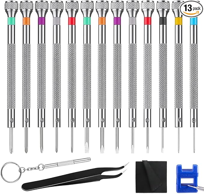 13PCS Professional Watch Screwdriver Set, BEBEEPOO Micro Precision Screwdriver Set，Micro Precision Eyeglasses Repair set， 0.6-2.0mm, Jewelry Work,Computer Phone Small Tools